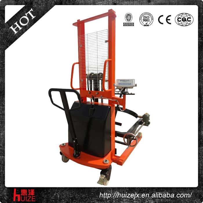 半電動(dòng)稱重油桶車（夾鐵桶，手搖翻轉(zhuǎn)倒料）